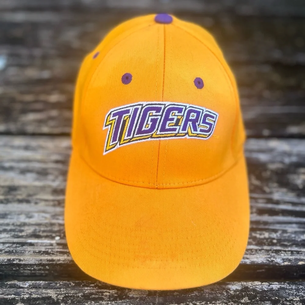 Pair (2) of Captivating Headwear LSU Tigers Adjustable Baseball Hats Purple Gold